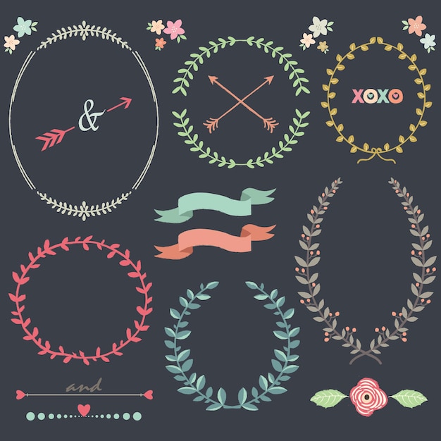 Chalkboard Laurel Wreath Design Elements