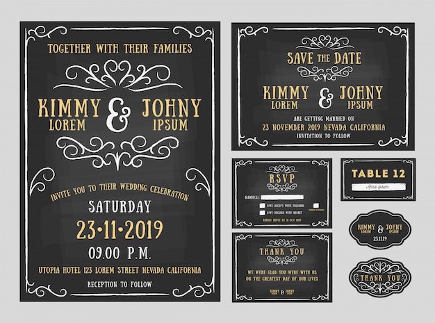 Chalkboard wedding invitation template