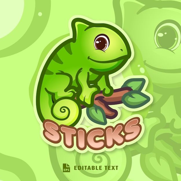 Chameleon Cute Logo Mascot