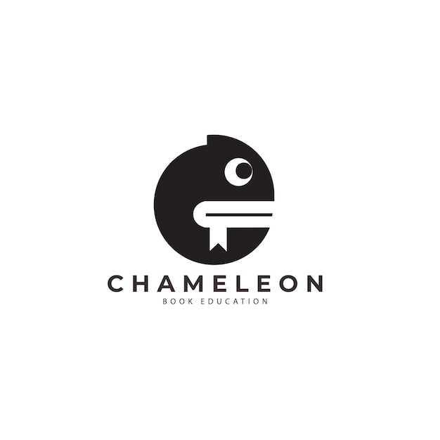 Chameleon logo with book vector icon symbol illustration design