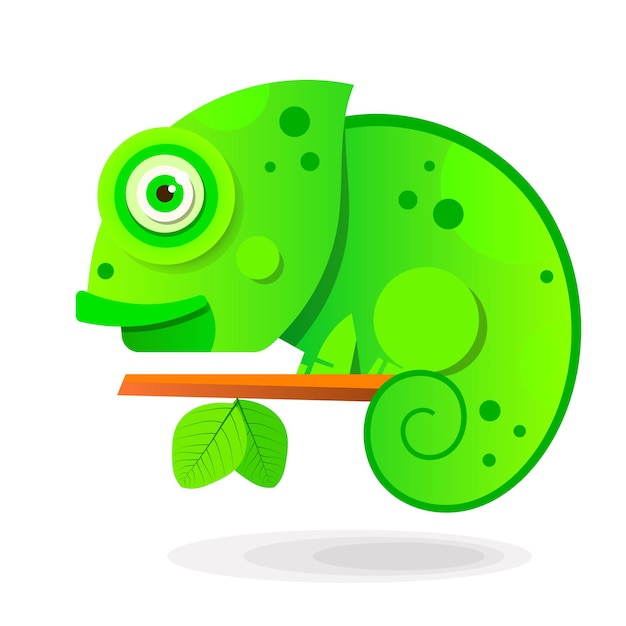 Chameleon Sitting On a Branch. Reptile Vector illustration