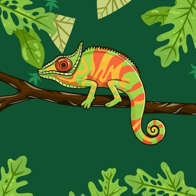 Vector chameleon vector art illustration