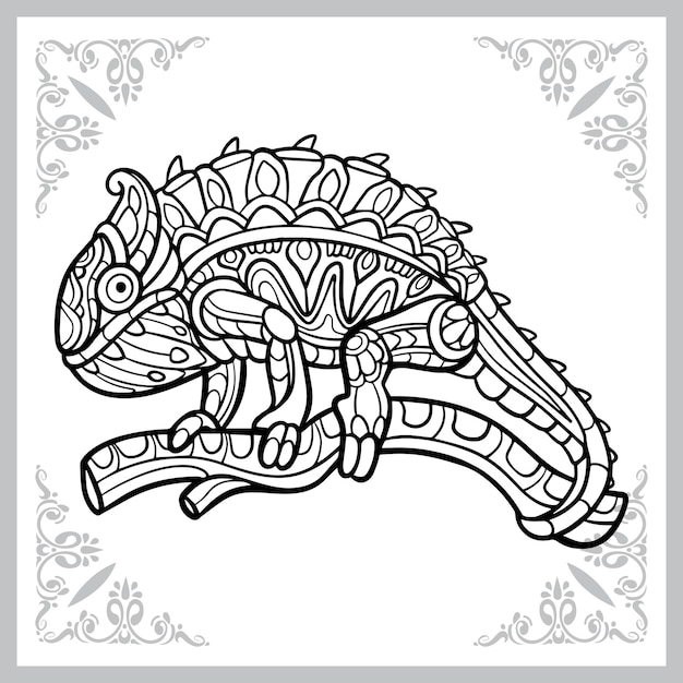 chameleon zentangle arts isolated on white background