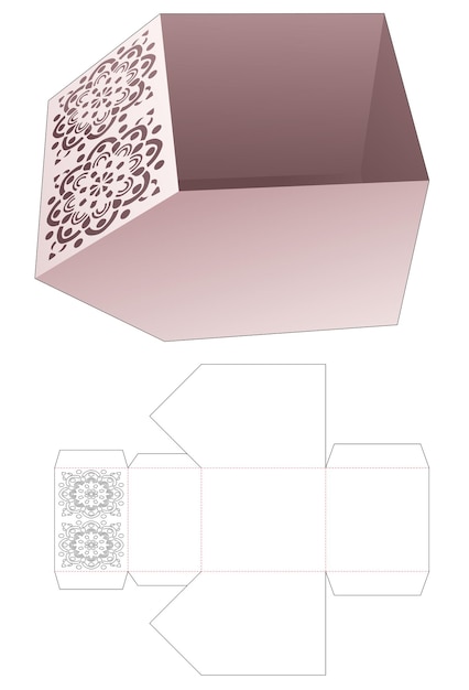 Chamfered bowl box and stenciled mandala die cut template