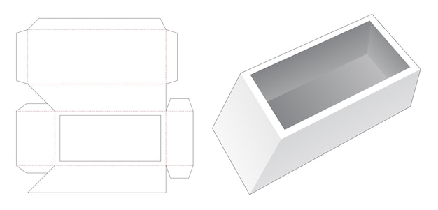 Chamfered long tray die cut template