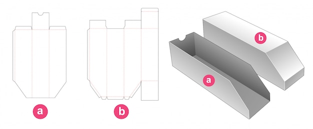 chamfered packaging box with insert tray die cut template