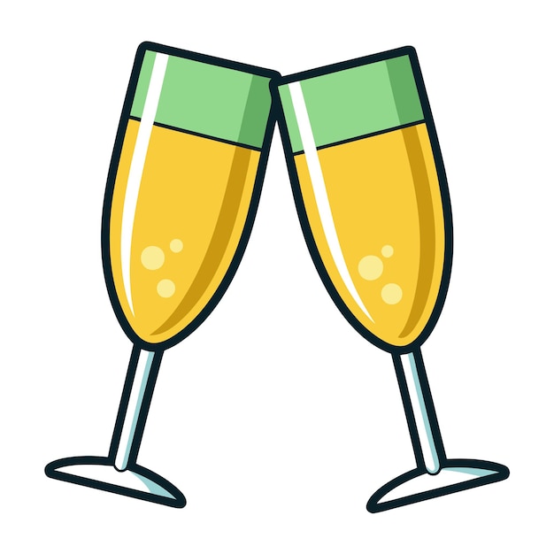 Vector champagne glasses clipart cartoon style vector illustration