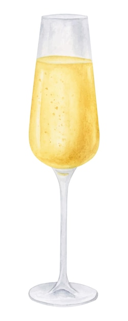 Champagne wineglass watercolor illustration Wine isolated clipa