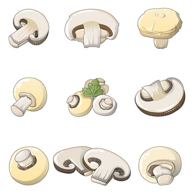 Champignon mushroom icons set