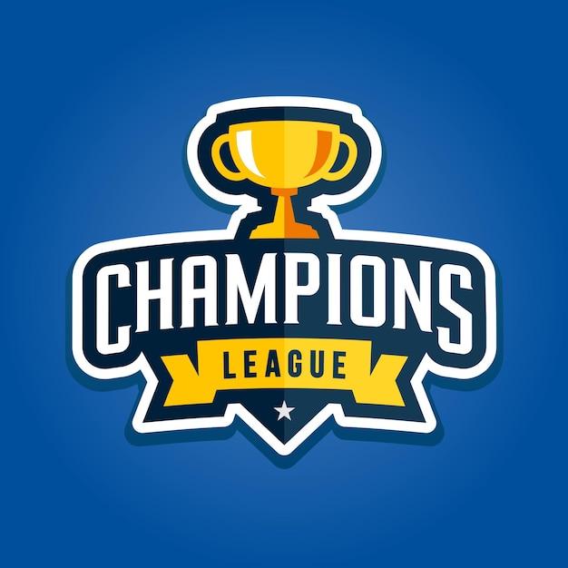 Champion sports league emblem badge graphic with trophy