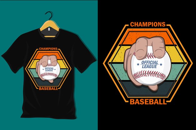 Vector champions baseball retro vintage t shirt design