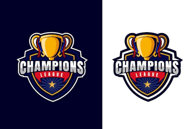 Vector champions league logo badge featuring trophy with ribbons