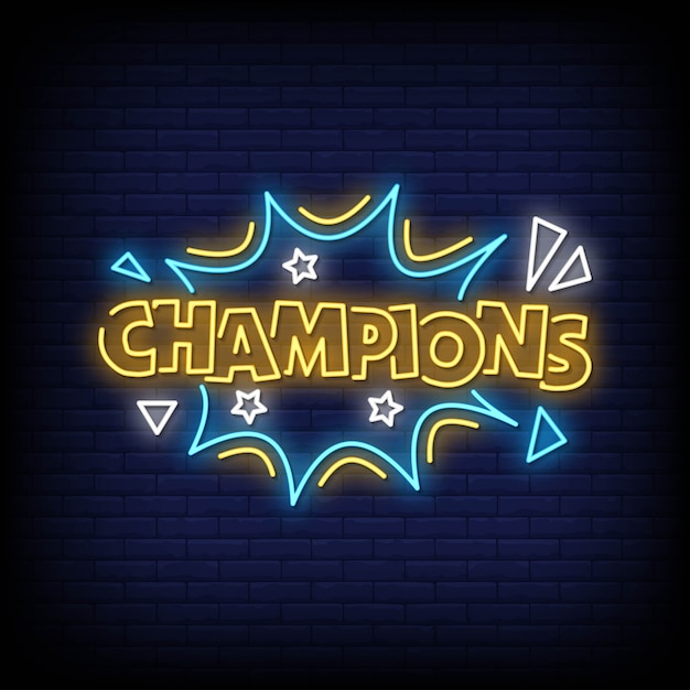 Champions Neon Signs Style Text