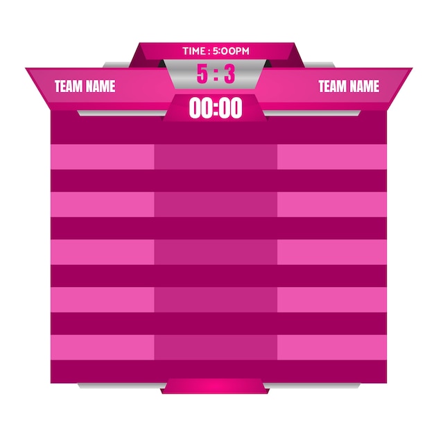 championship scoreboard with list graphic sport match vector