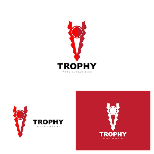 Championship Trophy Logo Champion Award Winner Trophy Design Vector Icon Template