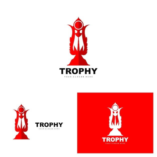 Championship Trophy Logo Champion Award Winner Trophy Design Vector Icon Template