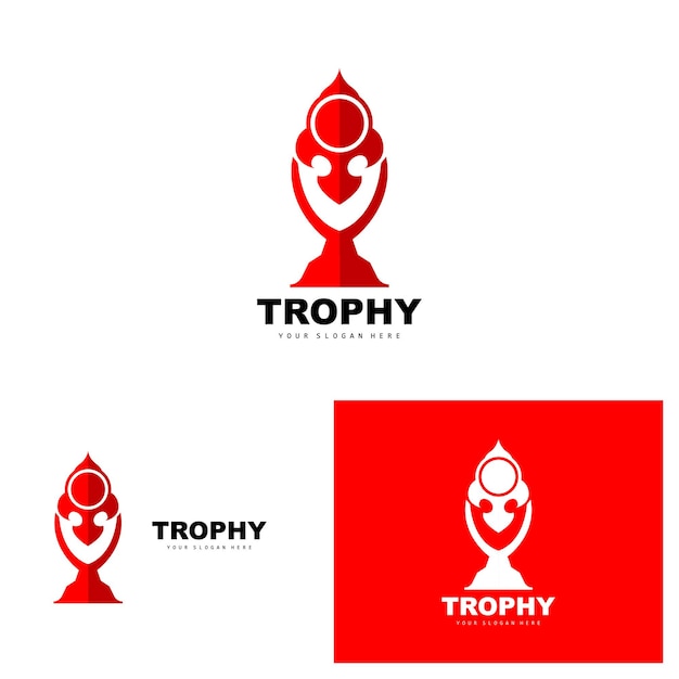 Championship Trophy Logo Champion Award Winner Trophy Design Vector Icon Template