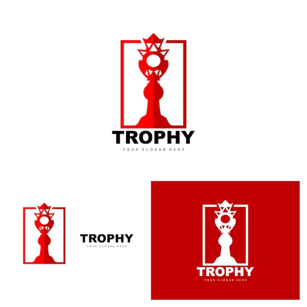 Championship Trophy Logo Champion Award Winner Trophy Design Vector Icon Template