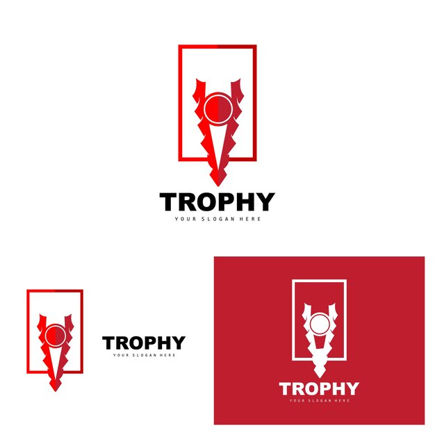 Championship Trophy Logo Champion Award Winner Trophy Design Vector Icon Template