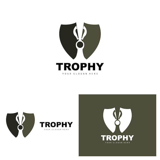 Championship Trophy Logo Champion Award Winner Trophy Design Vector Icon Template