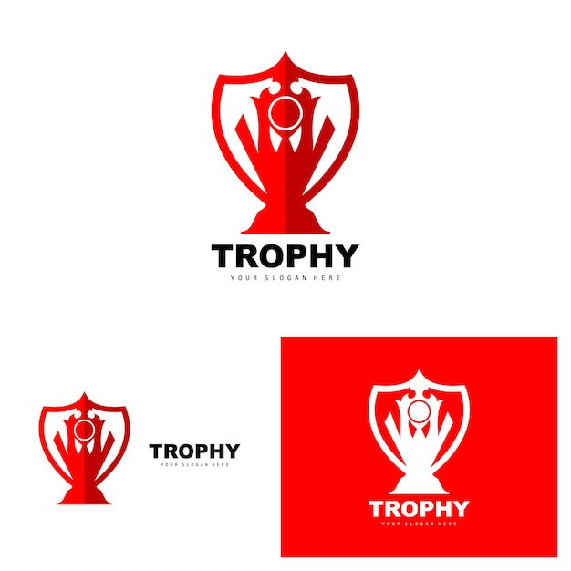 Championship Trophy Logo Champion Award Winner Trophy Design Vector Icon Template