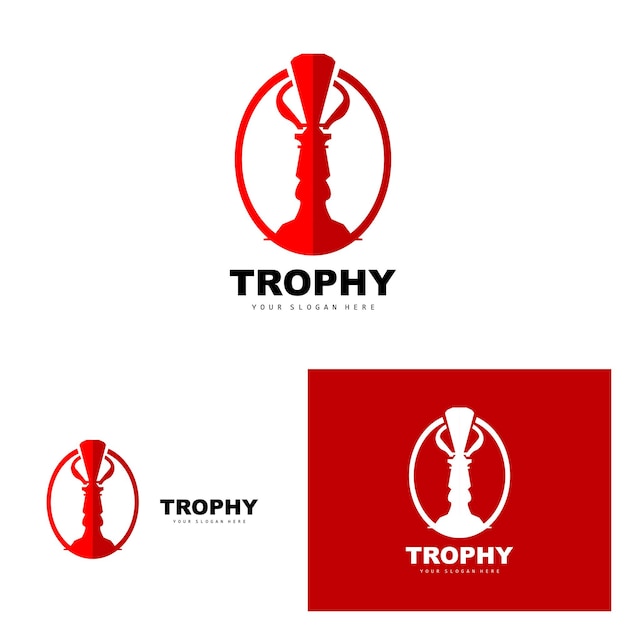 Championship Trophy Logo Champion Award Winner Trophy Design Vector Icon Template