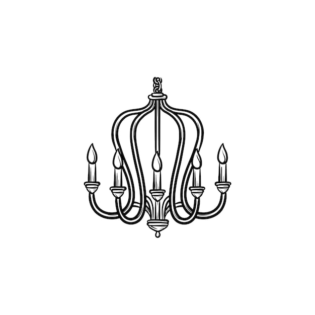 Chandelier hand drawn outline doodle icon. Vector sketch illustration of chandelier for print, web, mobile and infographics isolated on white background.