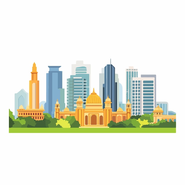 Chandigarh Skyline Cartoon Vector Illustration