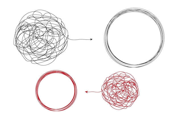 Chaotically tangled line drawing vector illustration