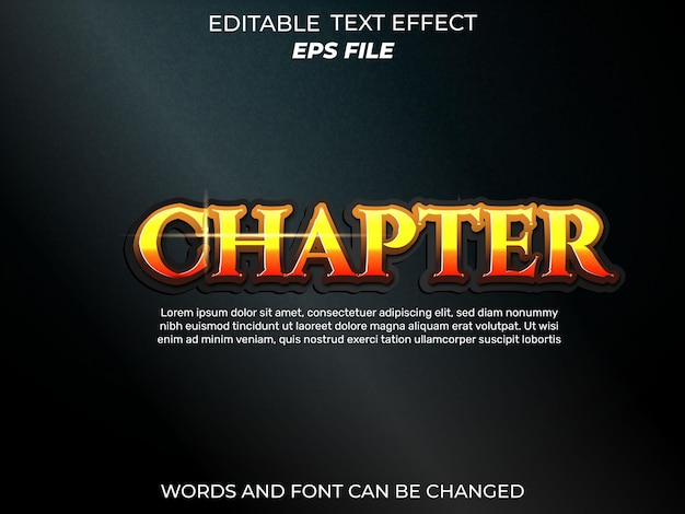 chapter text effect font editable typography 3d text vector template