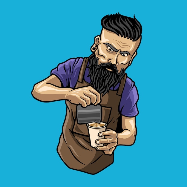 character barista man coffee cappuccino