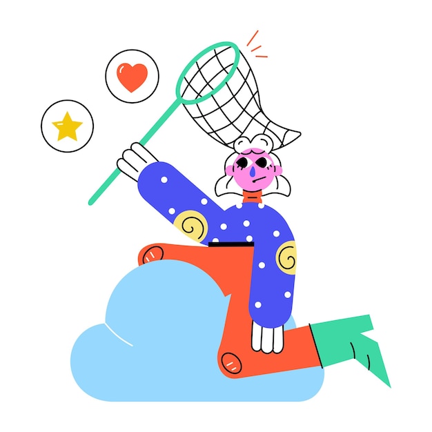 Character based abstract illustration of catch likes