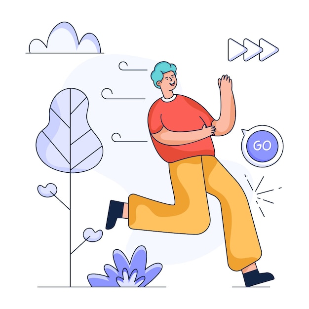 A character based flat illustration of moving forward