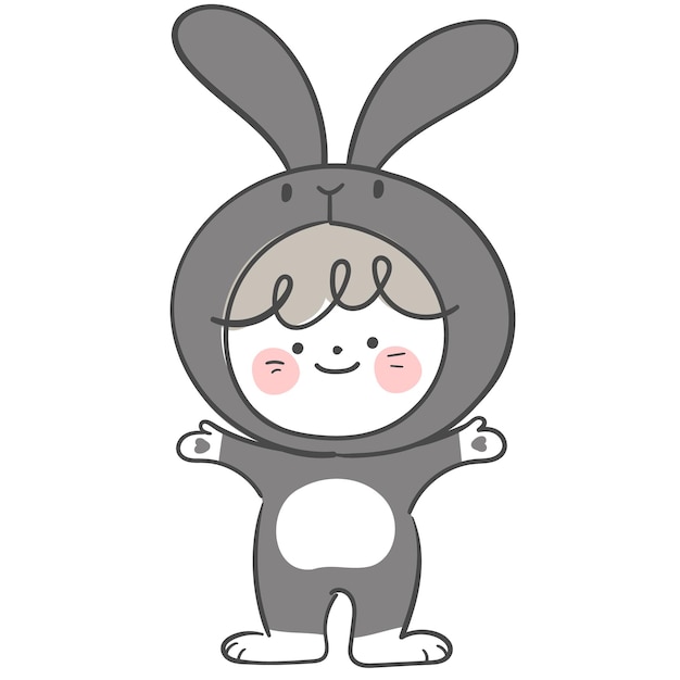 A character in a black rabbit costume.