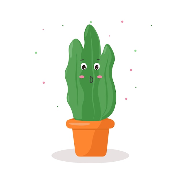 Character cactus in a pot kawaii emotions