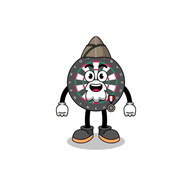 Vector character cartoon of dart board as a veteran