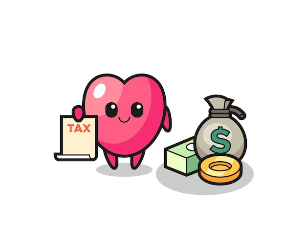 Character cartoon of heart symbol as a accountant