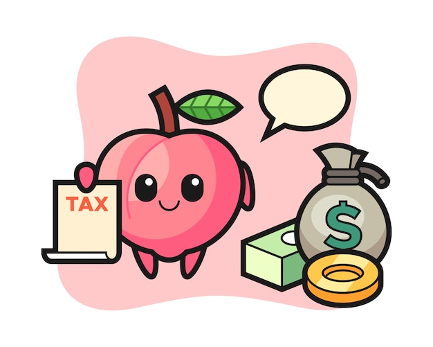 Character cartoon of peach as a accountant, cute style design for t shirt