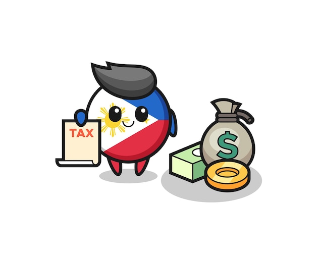 Character cartoon of philippines flag badge as a accountant , cute style design for t shirt, sticker, logo element