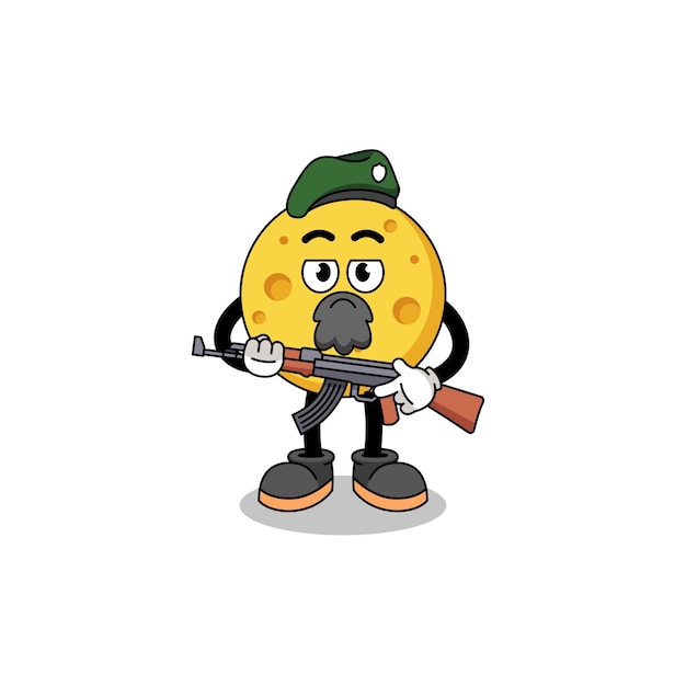 Character cartoon of round cheese as a special force