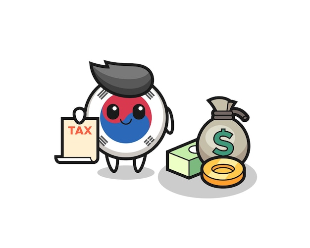 Character cartoon of south korea flag as a accountant