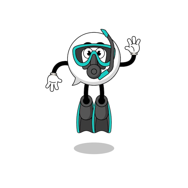 Character cartoon of speech bubble as a diver