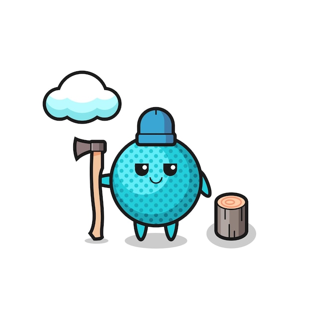 Character cartoon of spiky ball as a woodcutter