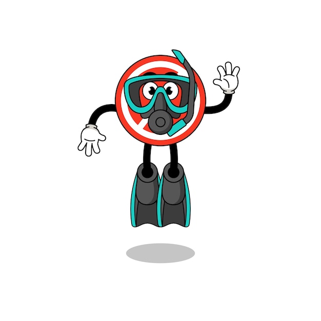 Character cartoon of stop sign as a diver character design