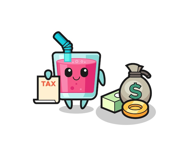 Character cartoon of strawberry juice as a accountant