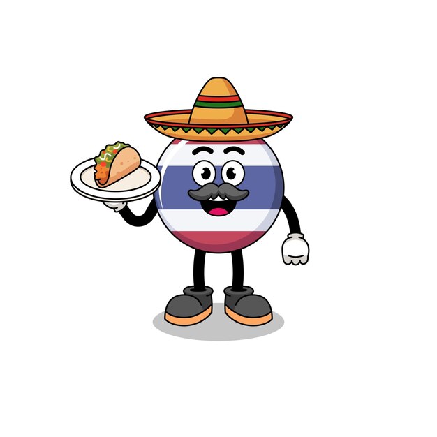 Character cartoon of thailand flag as a mexican chef