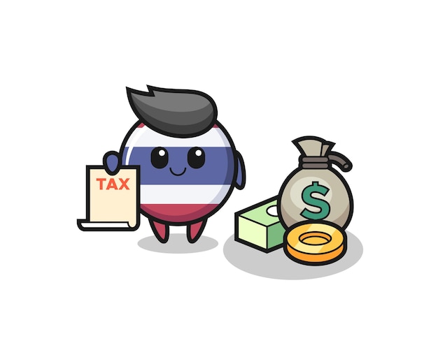 Character cartoon of thailand flag badge as a accountant , cute style design for t shirt, sticker, logo element