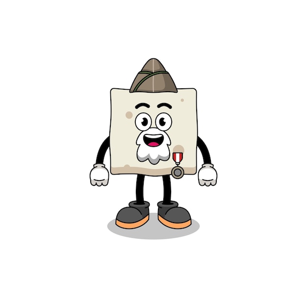 Character cartoon of tofu as a veteran character design