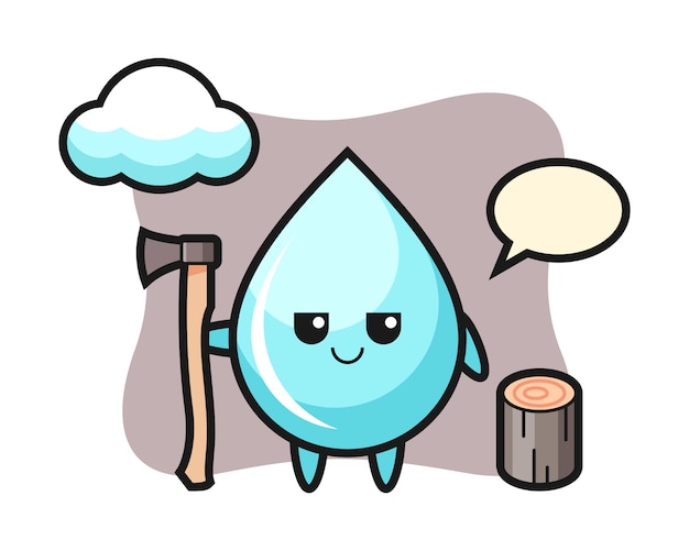 Vector character cartoon of water drop as a woodcutter, cute style design for t shirt