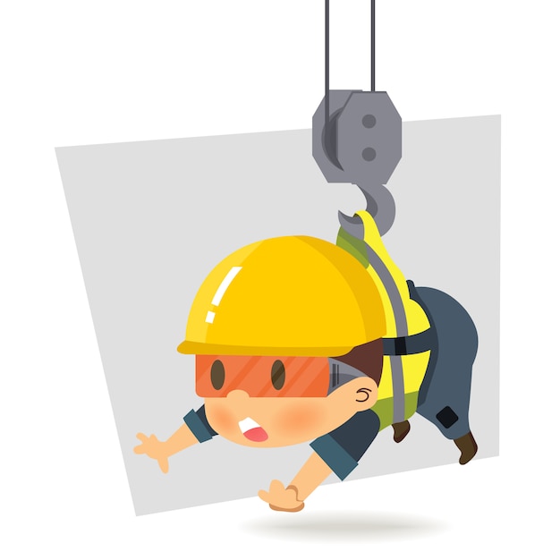 Character constructor worker in various situations.   illustration, concept : Safety and accident, Industrial safety.